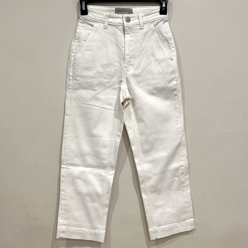 Everlane The Wide Leg Crop High Rose White Jeans Size 00